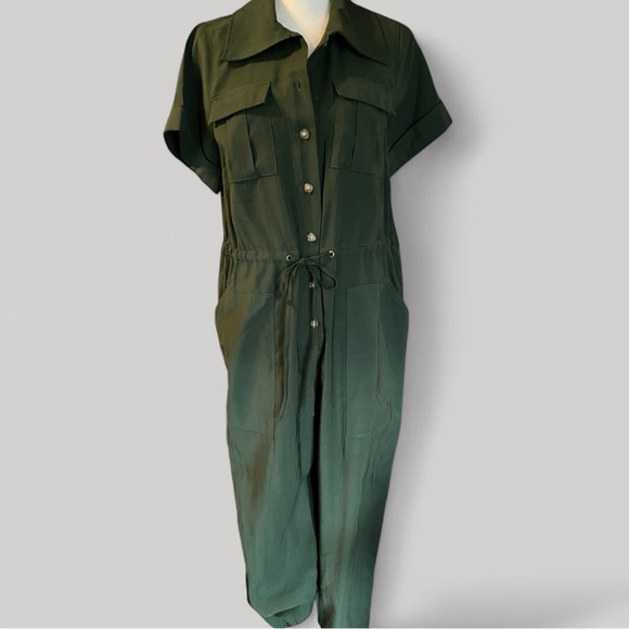 GLAMOUR Utility Jumpsuit Olive / Military Green, NEW - Picture 4 of 5